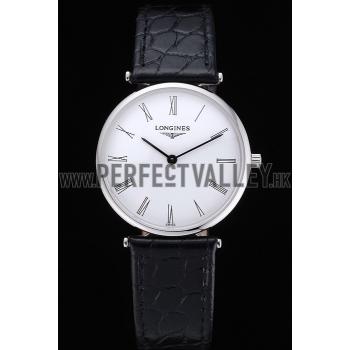 Longines La Grande Classique White Dial Black Leather Band Homme  622127