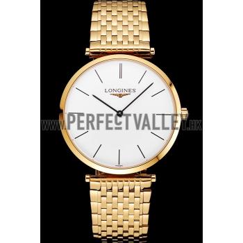 Swiss Longines Grande Classique White Dial Gold Case And Bracelet