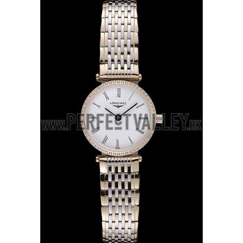 Longines La Grande Classique Two Tone Band White Dial Diamond Bezel Femme  622104