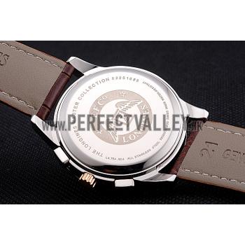 Longines Column Wheel Black Dial Two Tone Case Brown Leather Strap