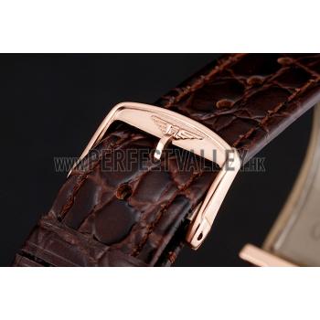 Swiss Longines Grande Classique White Dial Roman Numerals Rose Gold Case Brown Leather Strap