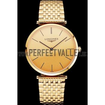 Swiss Longines Grande Classique Gold Dial Gold Case And Bracelet