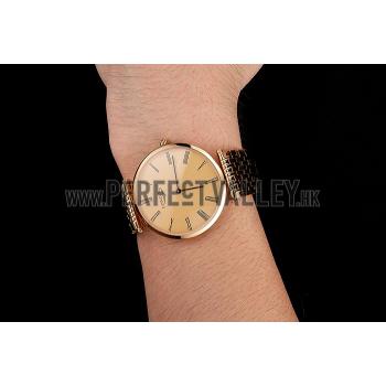 Swiss Longines Grande Classique Gold Dial Roman Numerals Gold Case And Bracelet Replica