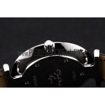 Replica Swiss Longines Grande Classique Black Dial Stainless Steel Case Black Leather Strap