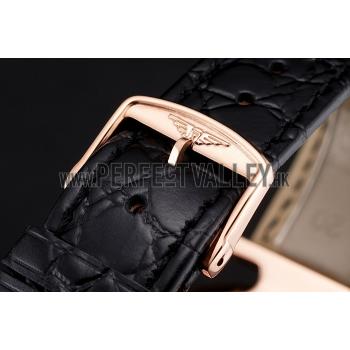 Swiss Longines Grande Classique White Dial Roman Numerals Rose Gold Case Black Leather Strap Replica