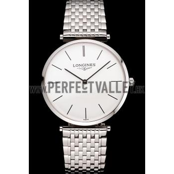 Swiss Longines Grande Classique White Dial Stainless Steel Case And Bracelet