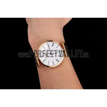 Swiss Longines Grande Classique White Dial Roman Numerals Gold Case And Bracelet