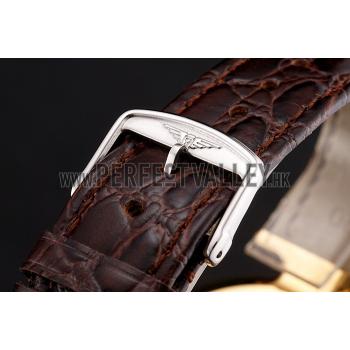 Cheap Swiss Longines Grande Classique Gold Dial Roman Numerals Gold Case Brown Leather Strap