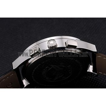 Longines Column Wheel White Dial Silver Stainless Steel Case Black Leather Strap