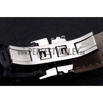 Longines Column Wheel White Dial Silver Stainless Steel Case Black Leather Strap