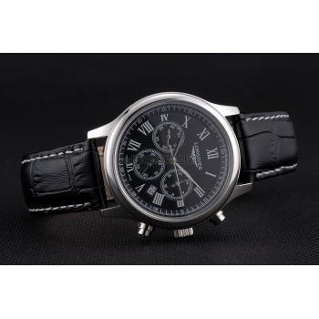 Longines Master Collection Black Leather Strap Black Dial 80224