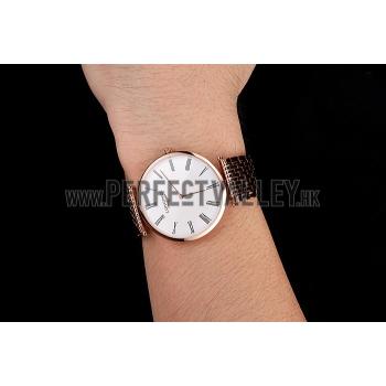 Replica Swiss Longines Grande Classique White Dial Roman Numerals Rose Gold Case And Bracelet