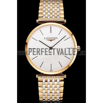 Cheap Swiss Longines Grande Classique White Dial Gold Case Two Tone Bracelet