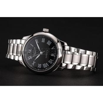 Replica Swiss Longines Master Black Dial Roman Numerals Hour Markers Stainless Steel Bracelet 1453933