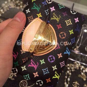 Cheap Louis Vuitton Wallet Multicolor Black Calfskin Purse