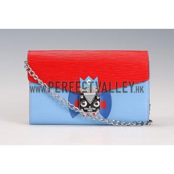 Louis Vuitton Tribal Mask Chaine Wallet Epi Red Blue