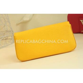 Louis Vuitton Evening Bag Clutch Yellow Leather