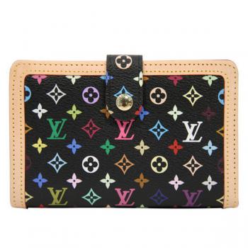 Louis Vuitton Monogram Multicolore M92988 Black Cow Leather Wallet Replica