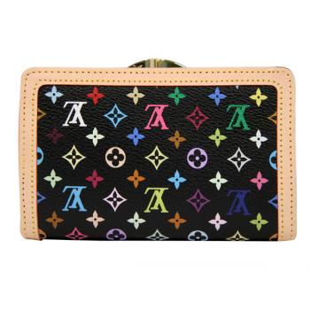 Louis Vuitton Monogram Multicolore M92988 Black Cow Leather Wallet Replica