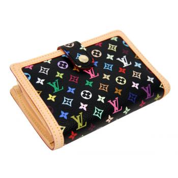 Louis Vuitton Monogram Multicolore M92988 Black Cow Leather Wallet Replica