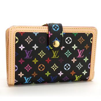 Louis Vuitton Monogram Multicolore M92988 Black Cow Leather Wallet Replica