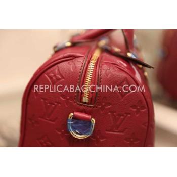 Louis Vuitton Monogram Red Handbag Genuine Leather