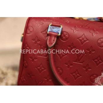 Louis Vuitton Monogram Red Handbag Genuine Leather