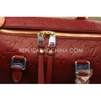 Louis Vuitton Monogram Red Handbag Genuine Leather