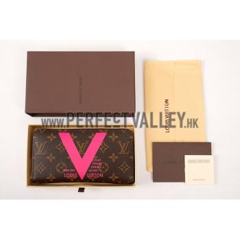 Louis Vuitton Monogram V Motif Zippy Wallet Rose Pink Replica