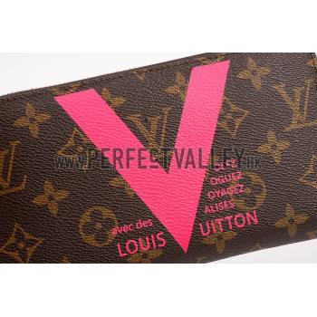 Louis Vuitton Monogram V Motif Zippy Wallet Rose Pink Replica