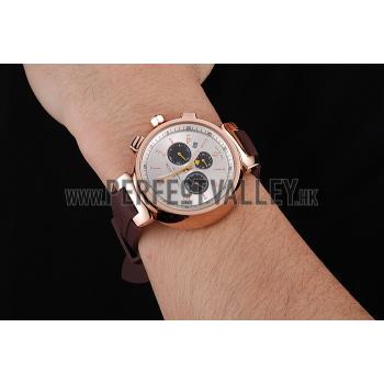 Louis Vuitton Tambour LV277 Chronograph White Dial Rose Gold Case Brown Rubber Strap