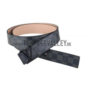 Louis Vuitton  Black Ruthanium Finished Logo Buckle Louis Vuitton Graphite Leather Belt