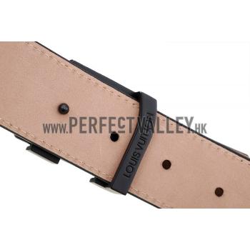 Louis Vuitton  Black Ruthanium Finished Logo Buckle Louis Vuitton Graphite Leather Belt