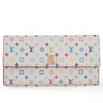 Louis Vuitton Monogram Multicolore M93743 White Wallet Ladies