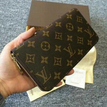 Replica Louis Vuitton Neutral Brown Calfskin Wallet Purse