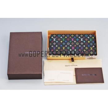 Replica Louis Vuitton Zippy Wallet Black Murakami