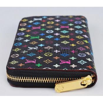 Replica Louis Vuitton Zippy Wallet Black Murakami