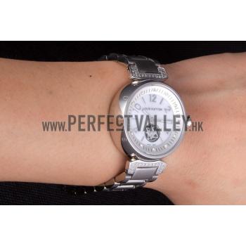 Louis Vuitton Tambour Stainless Steel Bracelet White Dial 801415