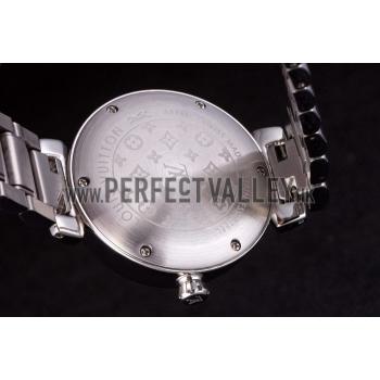 Louis Vuitton Tambour Stainless Steel Bracelet White Dial 801415