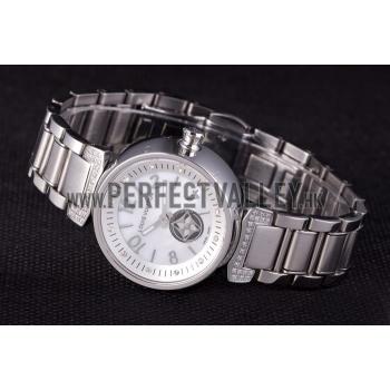 Louis Vuitton Tambour Stainless Steel Bracelet White Dial 801415