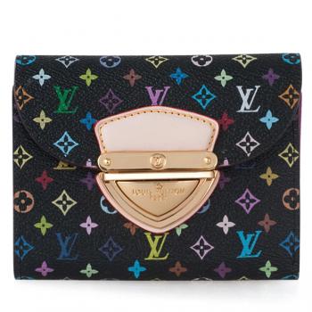 Louis Vuitton Monogram Multicolore M60283 Black Canvas Ladies Wallet