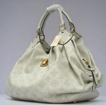 Louis Vuitton Mahina Leather M95546 Beige Cross Body Bag Ladies