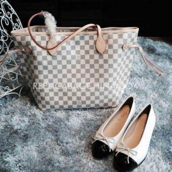 Louis Vuitton Shopping Bag Handbag Genuine Leather  White Replica