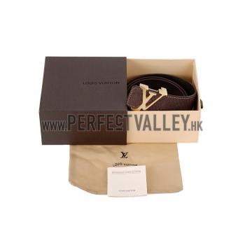 Louis Vuitton  Brass Logo Buckle Brown Suede Leather Belt