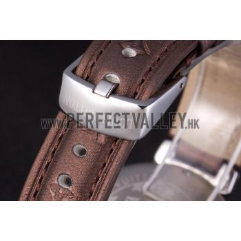 Replica Louis Vuitton Tambour Brown Leather Bracelet White Dial 801420