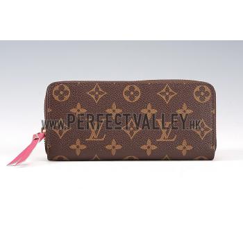 Replica Louis Vuitton Monogram Canvas Zippy Wallet With Rose Leather Zipper Pull 608253