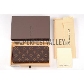 Replica Louis Vuitton Monogram Canvas Zippy Wallet With Rose Leather Zipper Pull 608253