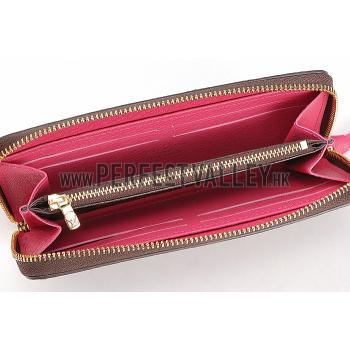 Replica Louis Vuitton Monogram Canvas Zippy Wallet With Rose Leather Zipper Pull 608253