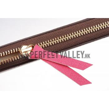 Replica Louis Vuitton Monogram Canvas Zippy Wallet With Rose Leather Zipper Pull 608253