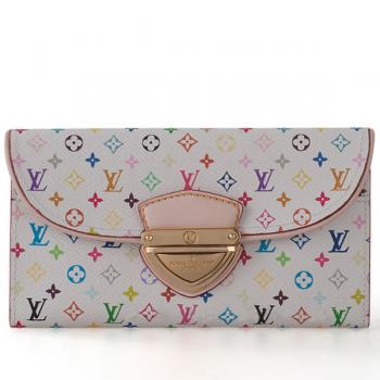 Louis Vuitton Monogram Multicolore M93737 White Wallet Ladies